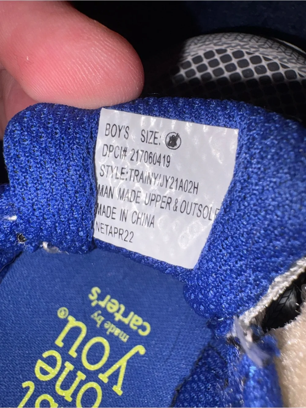 Carter's Grey & Blue Toddler Sneakers with Yellow Pull Tab
